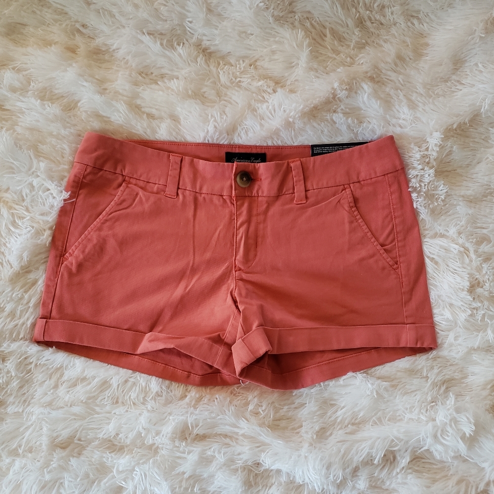 American Eagle Midi Shorts coral color sz 6 NWT